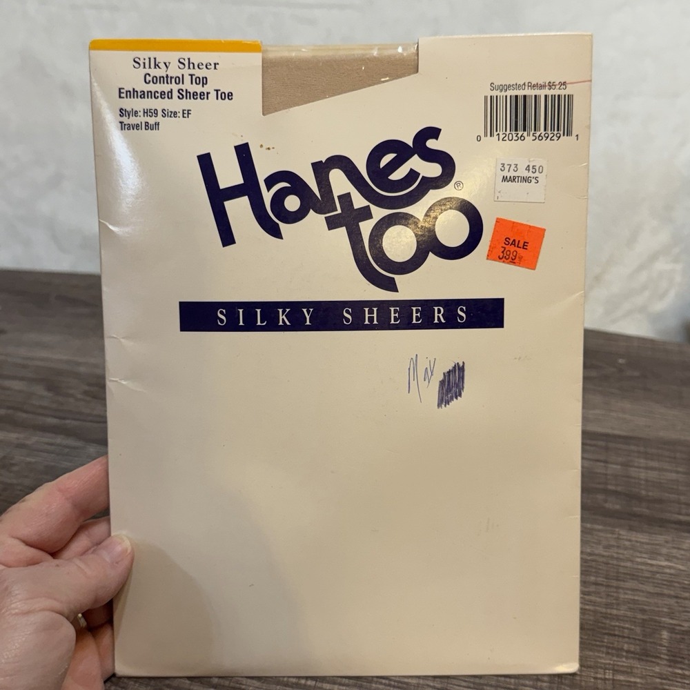Vintage NOS Hanes Too! Silky Sheer Pantyhose Travel Buff Beige Size EF Made USA